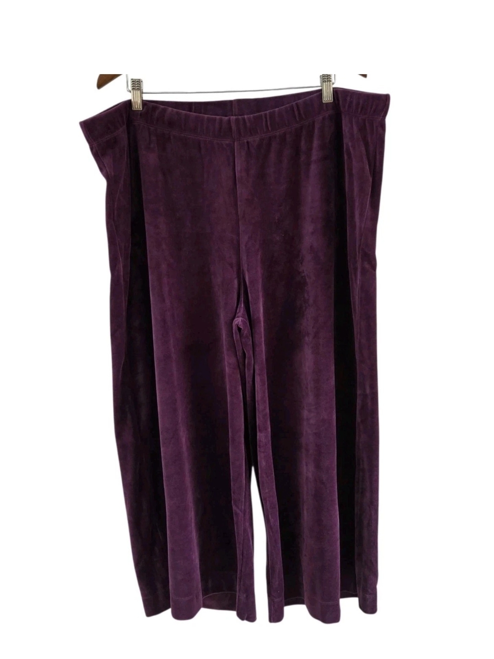 Gudrun Sjoden Trousers Size XXL Purple Velour Wide Leg Relaxed Fit Lagenlook